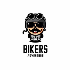 vector illustration Cartoon biker, can be used for logos, stickers and screen printing