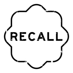 Grunge black recall word rubber seal stamp on white background