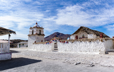 Iglesia del Pueblo altiplánico de Parinacota. Region de Arica y Parinacota. Chile