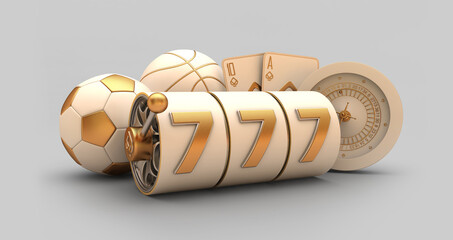 casino slot machine 777 banner 3d render 3d rendering illustration 