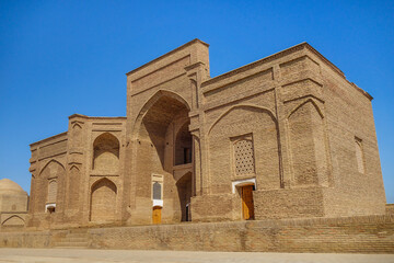 Fototapeta na wymiar Mausoleums and iwan of XVI-XVII centuries in medieval complex Sultan Saodat, Termez, Uzbekistan