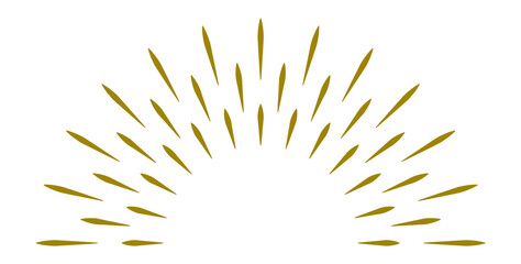 Half circle explosion. Radial light rays. Golden badge