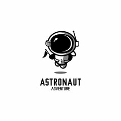 flying astronaut vector flying carrying flag, astronaut logo illustration vector