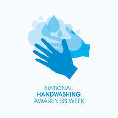 National Handwashing Awareness Week vector. Washing hands blue icon vector. Silhouette of hands with soap suds vector. Important day