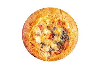 Pizza mushrooms, tomato sauce and cheese homemade fresh baking fast food meal snack on the table copy space food background 