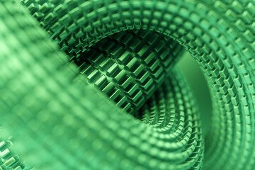 3d illusion  green isometric abstract shapes colorful shapes intertwined