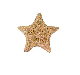golden Christmas star isolated a white background