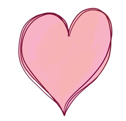 A simple linear illustration with a heart of pale pink color