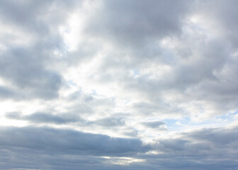 A lot of white clouds cover the blue sky in cloudy weather.