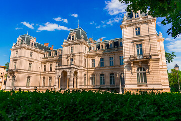 Obraz premium medieval palace architecture landmark touristic heritage point for sightseeing in Ukraine, summer sunny day time in city