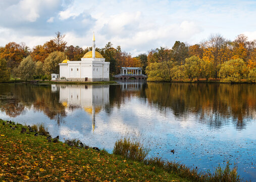 Turkish Bath pavilion and Marble Bridge, Catherine Park, Pushkin (Tsarskoye Selo), near St. Petersburg
