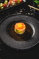 Perfect Sushi Japanese Asian Seafood Food Dish Menu Gourmet Restaurant Chef on Dark Background