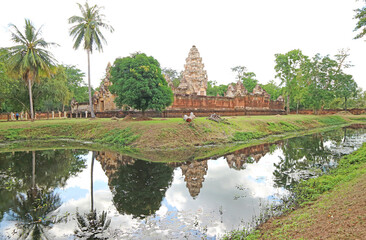 Amazing Ancient Khmer Temple Complex Ruins of Prasat Sdok Kok Thom View from Outside, Sa Kaeo Province, Thailand