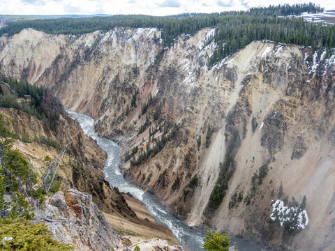 The lower Yellowstone Falls in the Yellowstone River, Yellowstone National Park, UNESCO World Heritage Site