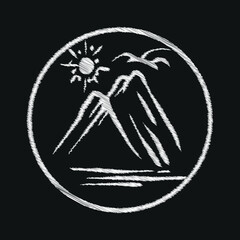 Nature mountain vector illustration. Hand drawing style.