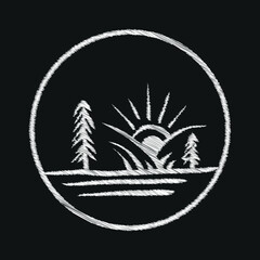 Nature mountain vector illustration. Hand drawing style.