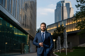 male formal fashion. confident bearded boss. confident businessman in formalwear.