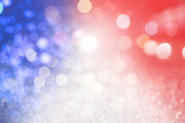 4th of July - USA Independence Day. Blurred view of glitters in colors of American national flag,...