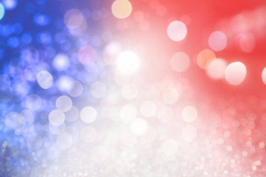 4th of July - USA Independence Day. Blurred view of glitters in colors of American national flag, bokeh effect