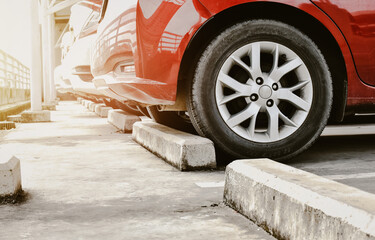 Parking cement barrier in the parking lot for accident protection