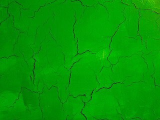 Cracks on a green background. The green texture of cracked wood.