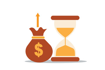 Compound interest, time is money, financial investments stock market on white background for website, application, printing, document, poster design, etc. vector EPS10