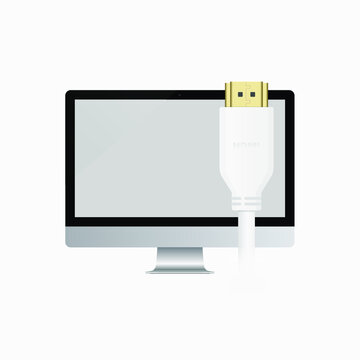 PC HDMI Cable Wire vector illustration