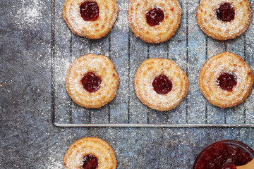 Freshly baked cookies with jam