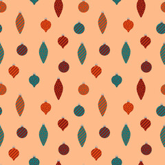 Christmas and new year seamless pattern with christmas toys.