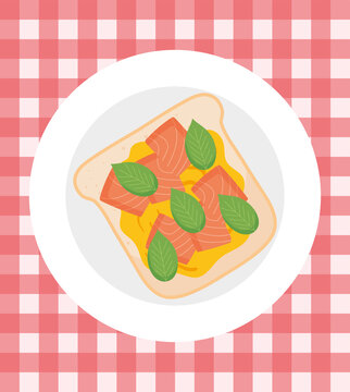 salmon toast illustration