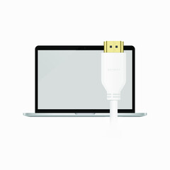 Laptop HDMI Cable Wire vector illustration