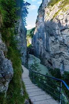 River Aare flowing through the Aare Gorge, Meiringen, Bernese Oberland, Switzerland