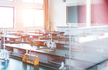 Empty chemistry laboratory of middle school in China