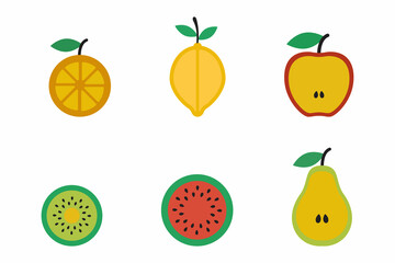 Set of Fruits icon. Fruits pack symbol template for graphic and web design collection
