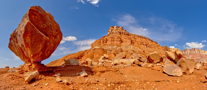 Balanced boulder just below the Upper Soap Creek Bench in Vermilion Cliffs National Monument, Arizona