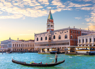 Gondola in front of the Doge's Palace in Venice, Italy