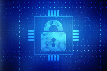 2d illustration Safety concept: Closed Padlock on digital background