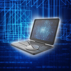 3d rendering Laptop search illustration