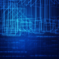 2d illustration abstract digital binary data on computer screen