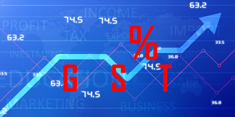 3d rendering GST Tax India with percentage