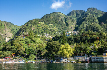 Stunning view from above Lake Atitlan and the Guatemalan highlands, Solola, Guatemala