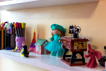 Shelf with toys and stationery
