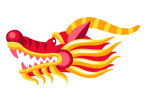 Illustration of Chinese dragon head. Asian tradition symbol.