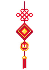 Illustration of Chinese hanging talisman. Asian tradition New Year symbol.