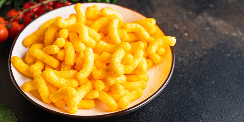 corn sticks cheesy taste spices cheese meal snack on the table copy space food background rustic. top view