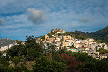 Naklejka premium hillside village of Oletta ,corsica , france
