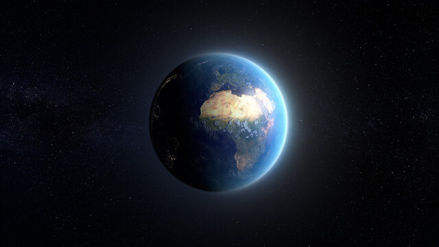 3D Render of planet Earth in dark space
