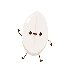 Rice character design. rice vector on white background. rice seed.
