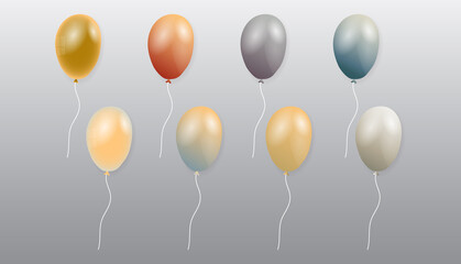 Set of bright colored balloons, Flat Modern design,  isolated  background, illustration Vector EPS 10