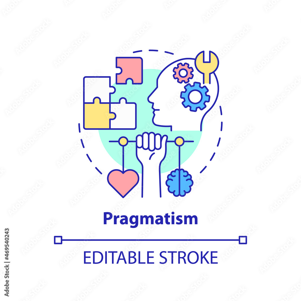 Poster pragmatism concept icon. social entrepreneur characteristic abstract idea thin line illustration. pr